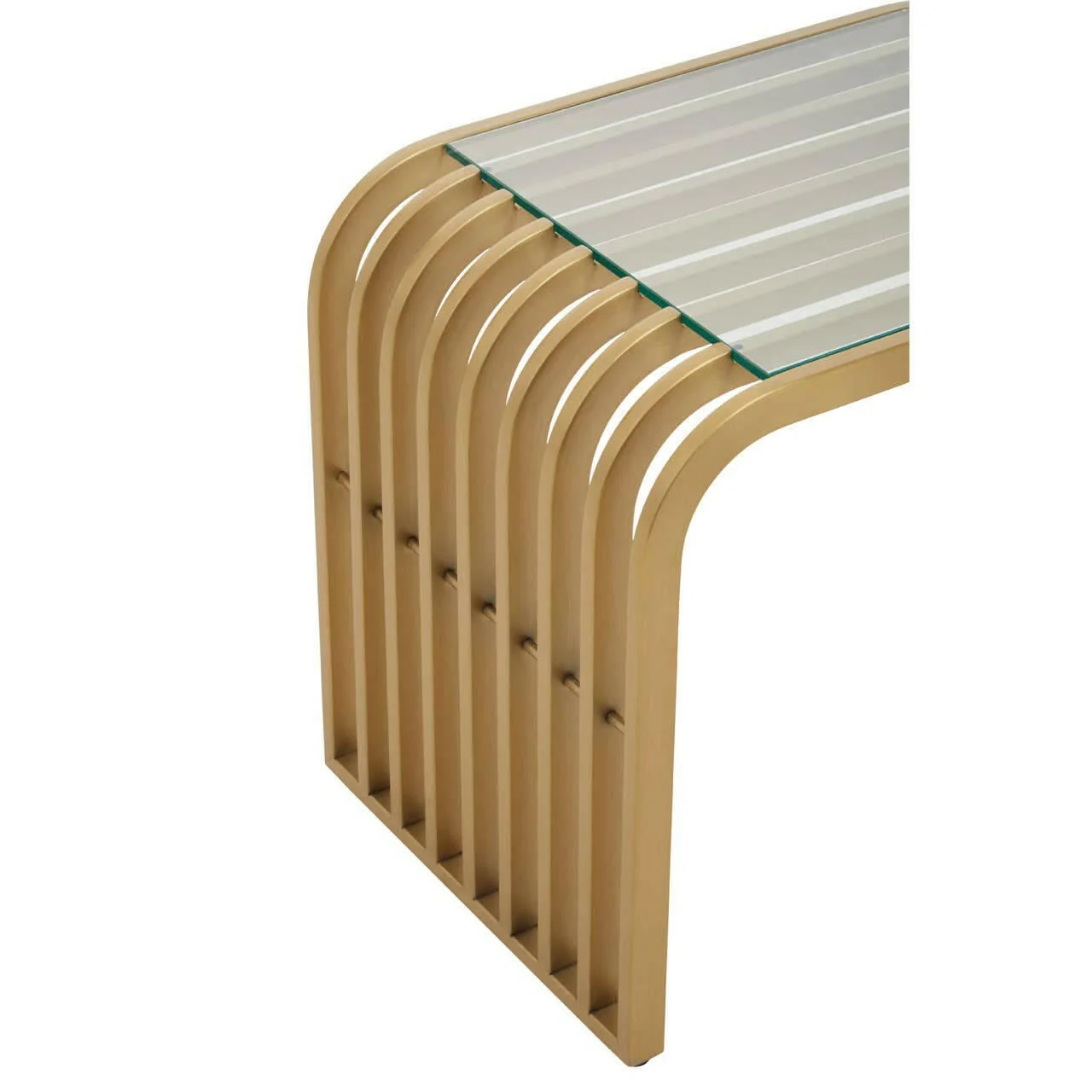 Vogue Matte Gold Slatted End Table - Image 4