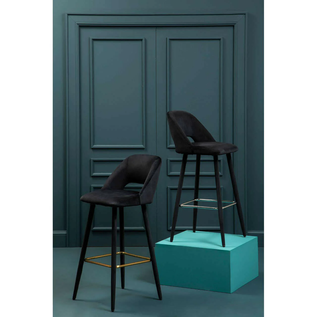 Warren Black Velvet Bar Chair - Image 10