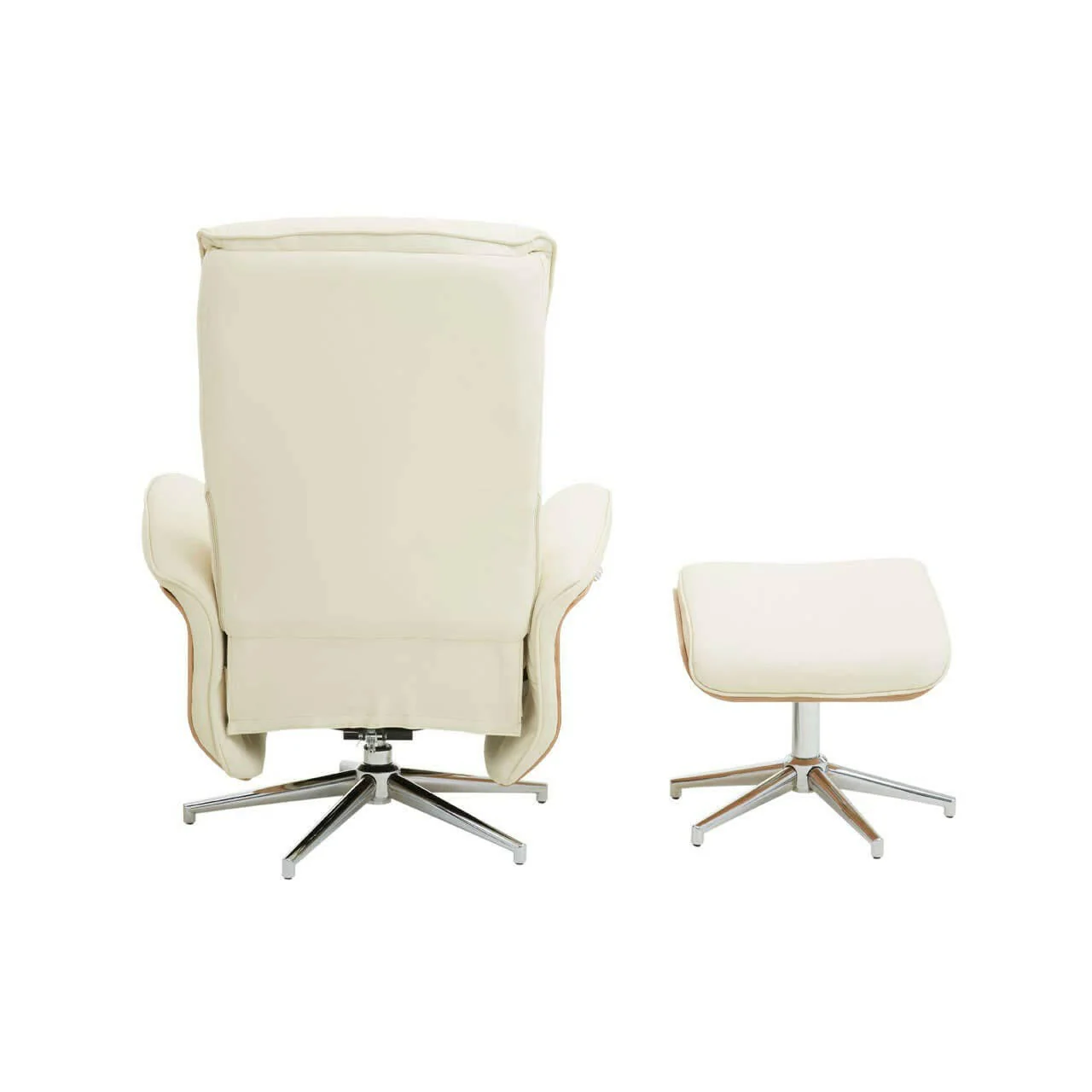 Warrington Ivory Leather Effect Recliner And Footstool - Image 4