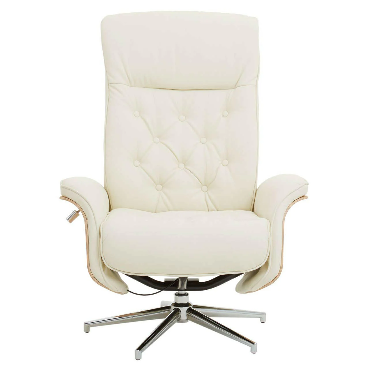 Warrington Ivory Leather Effect Recliner And Footstool - Image 5