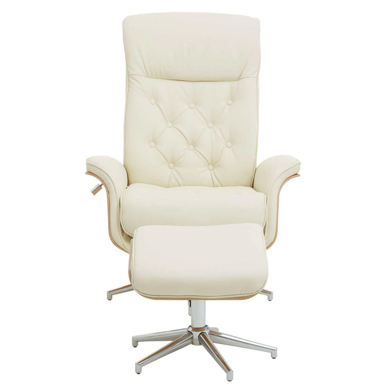 Warrington Ivory Leather Effect Recliner And Footstool - Image 6