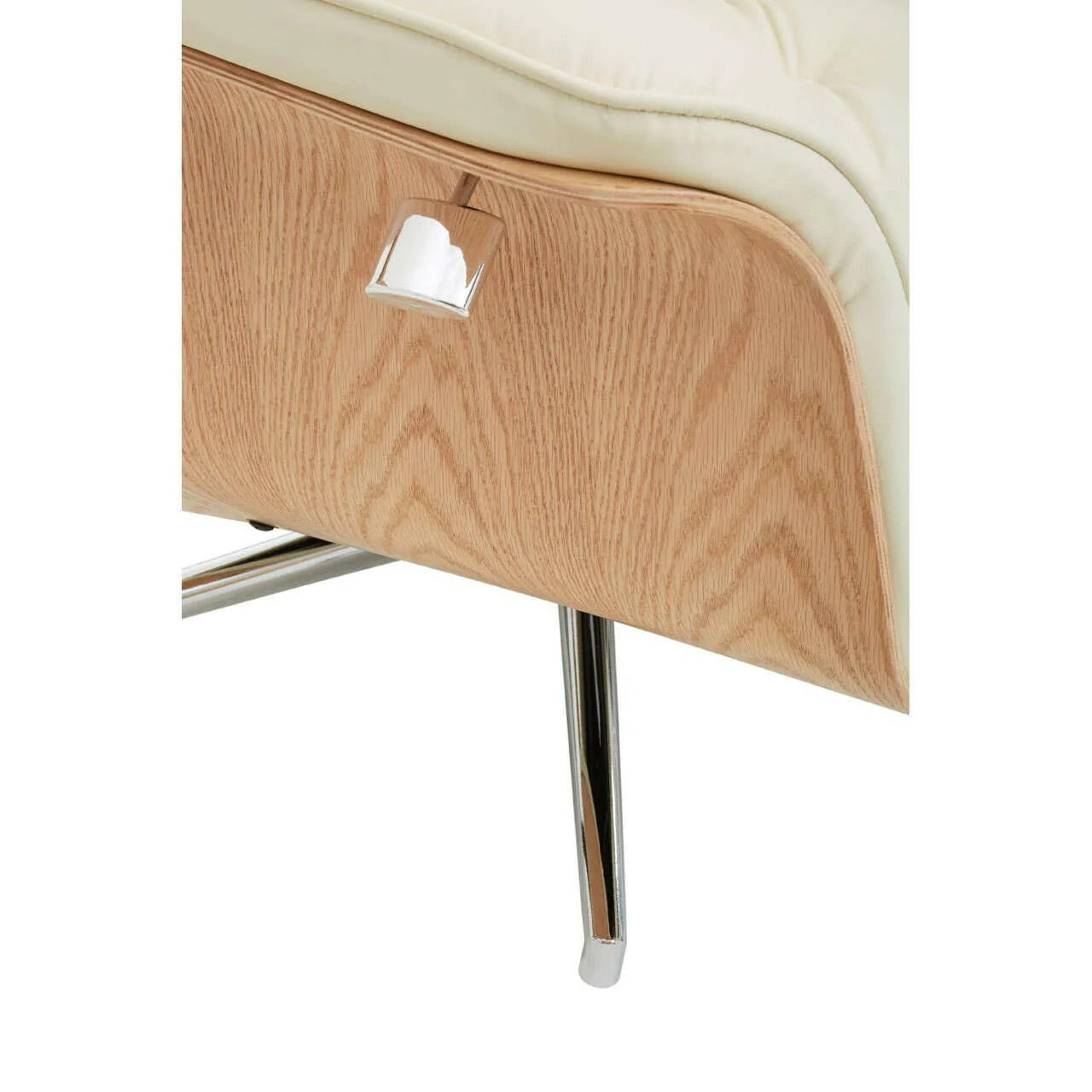 Warrington Ivory Leather Effect Recliner And Footstool - Image 9