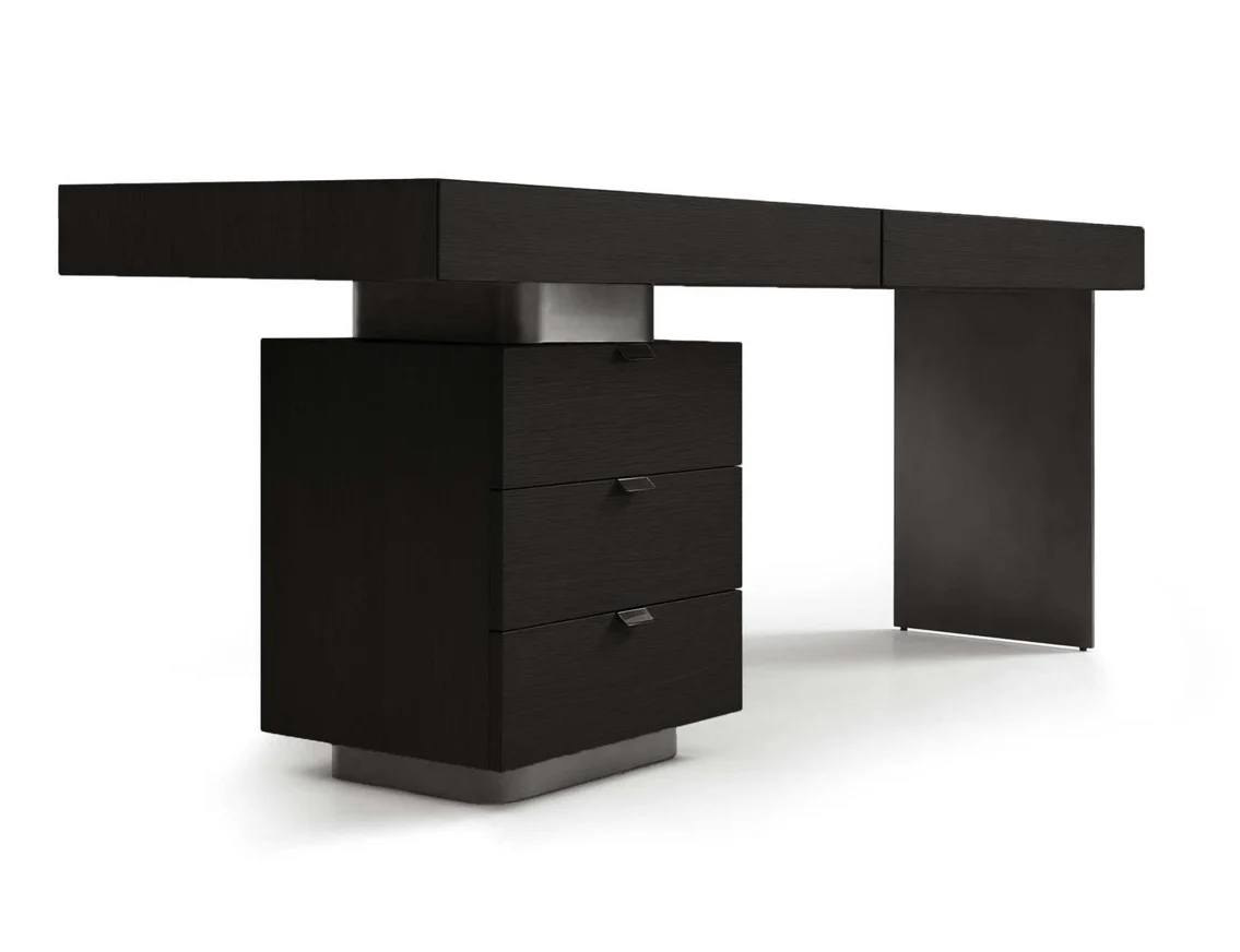 Oston Desk - Smoke Oak - Left Hand Drawers - Image 2