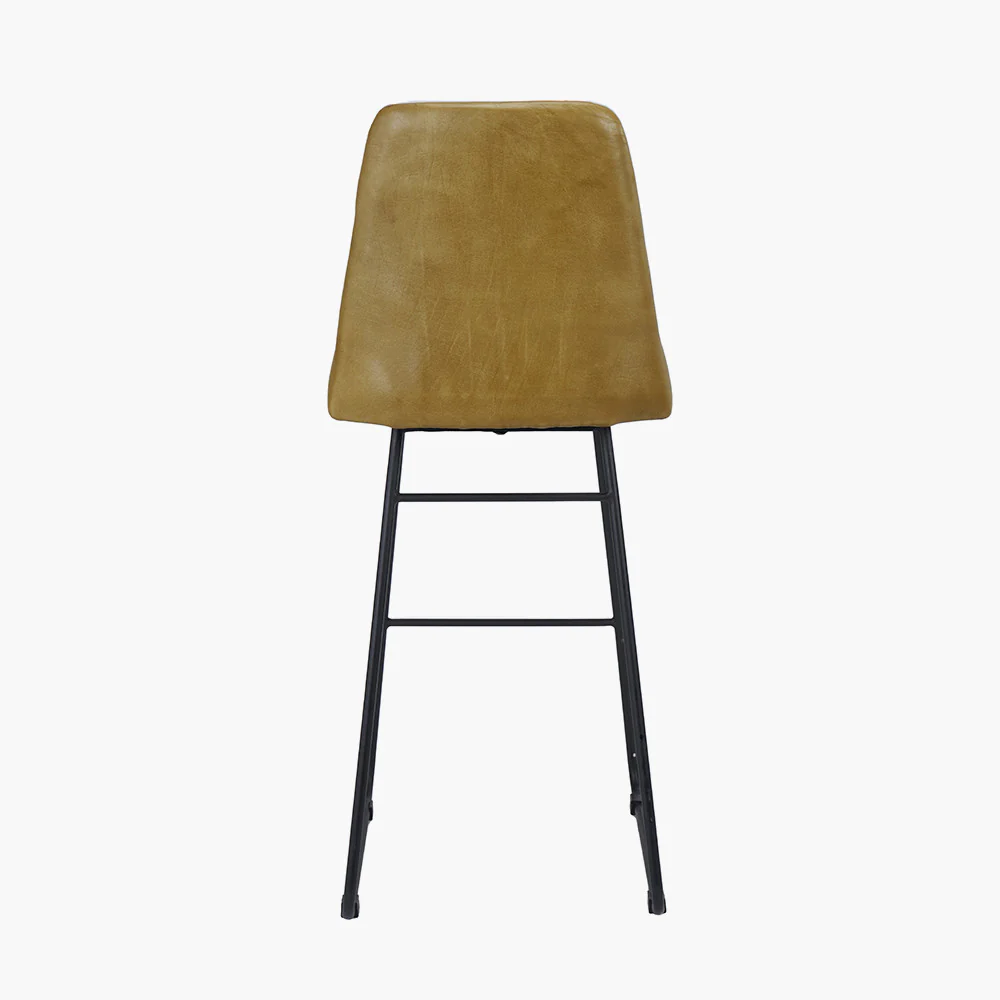 Camillo Mustard Leather Diamond Back Bar Stool - Image 5
