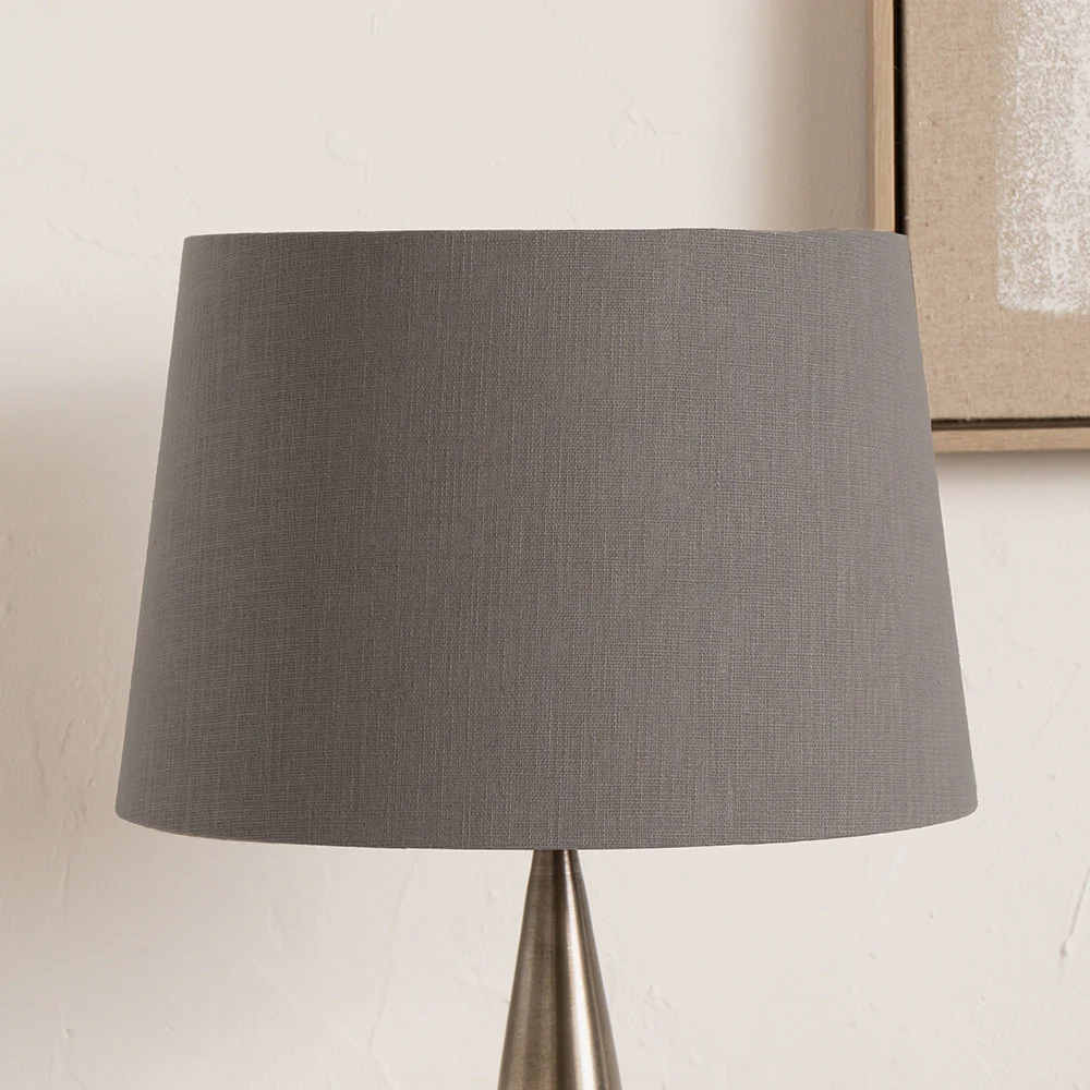 Lys 35cm Steel Grey Self Lined Linen Tapered Lampshade - Image 6