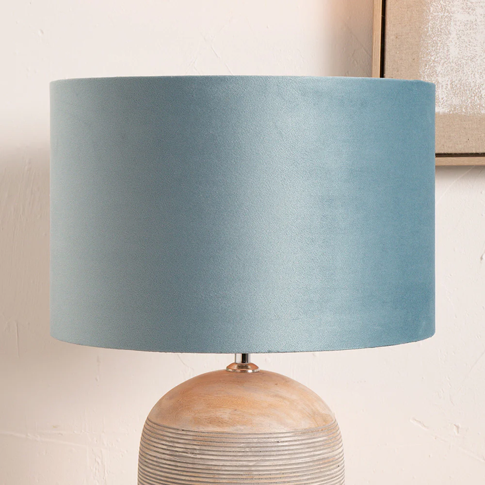 Rene 35cm Duck Egg Velvet Cylinder Lampshade - Image 4