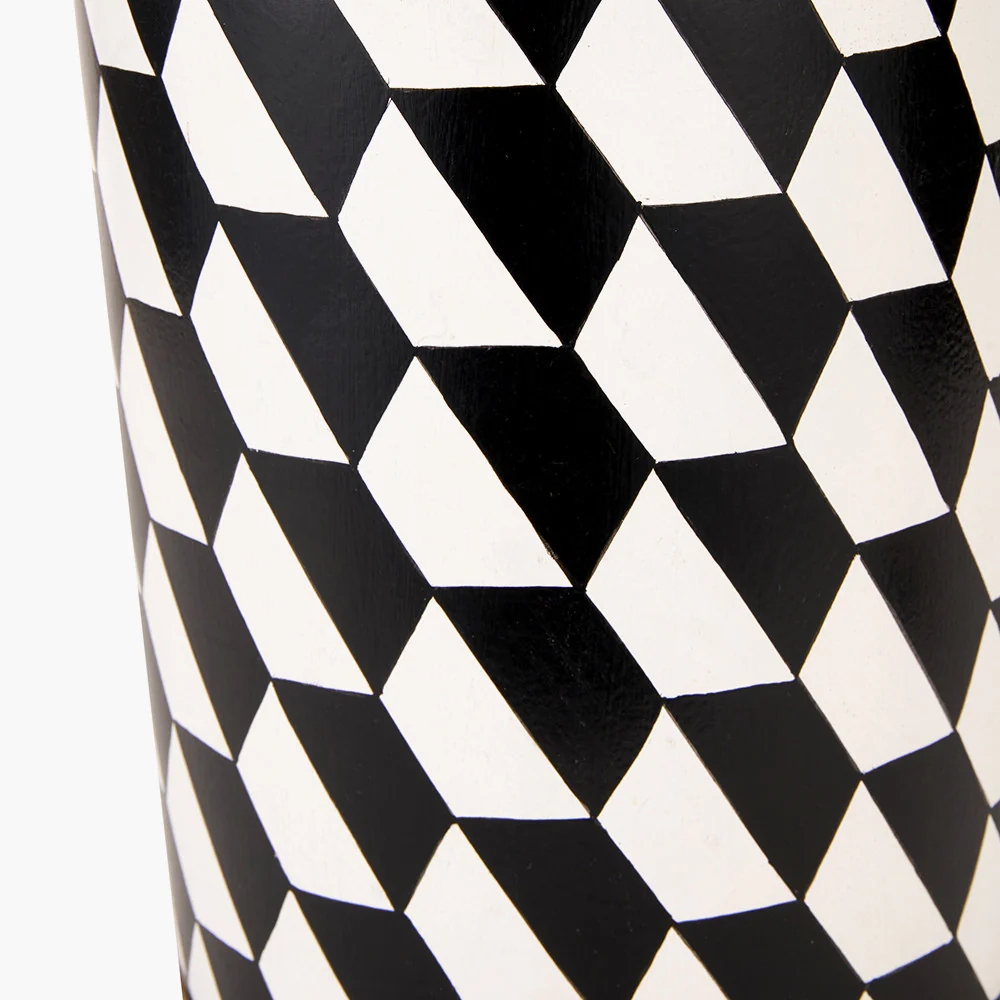Victor Black and White Geometric Hand Painted Metal Table Lamp - Image 3