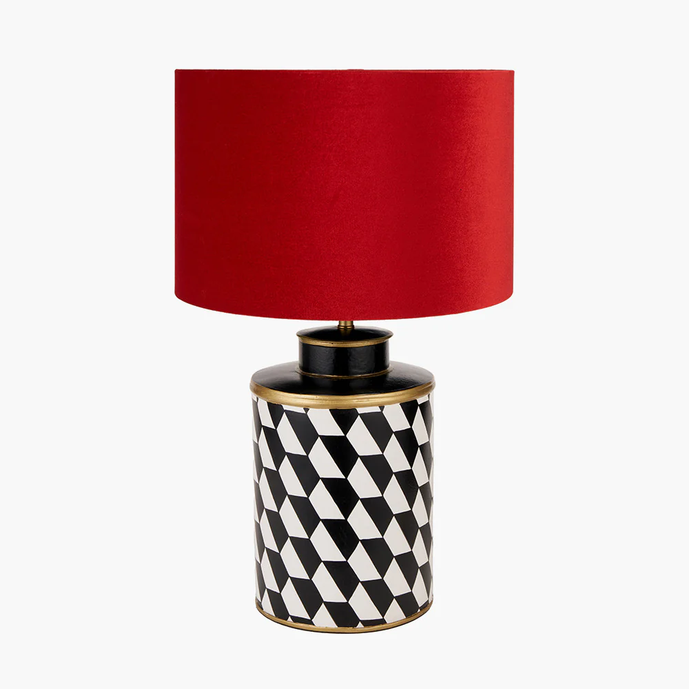 Victor Black and White Geometric Hand Painted Metal Table Lamp - Image 9