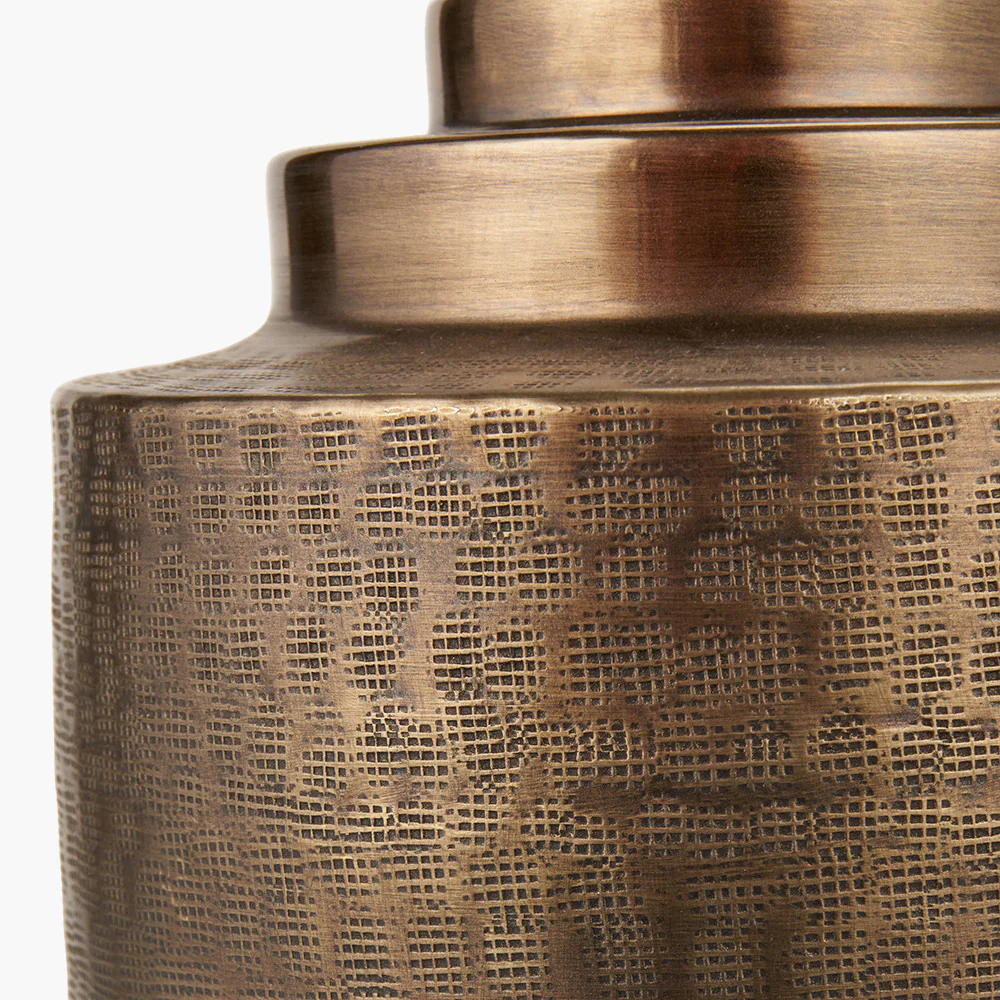 Zuri Antique Brass Metal Pot Table Lamp - Image 9