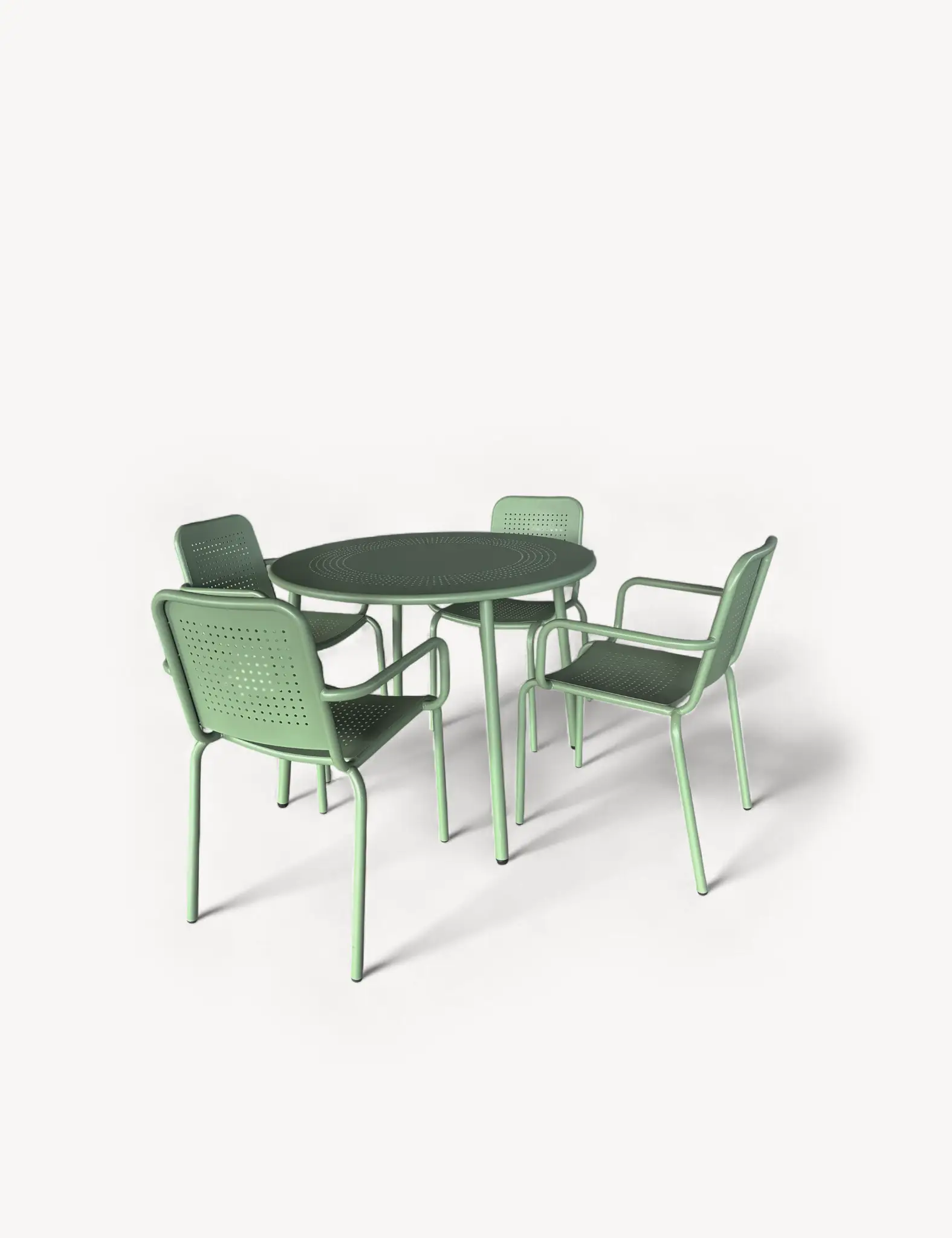 Porto 4 Seater Round Dining Set in Olive - Image 5