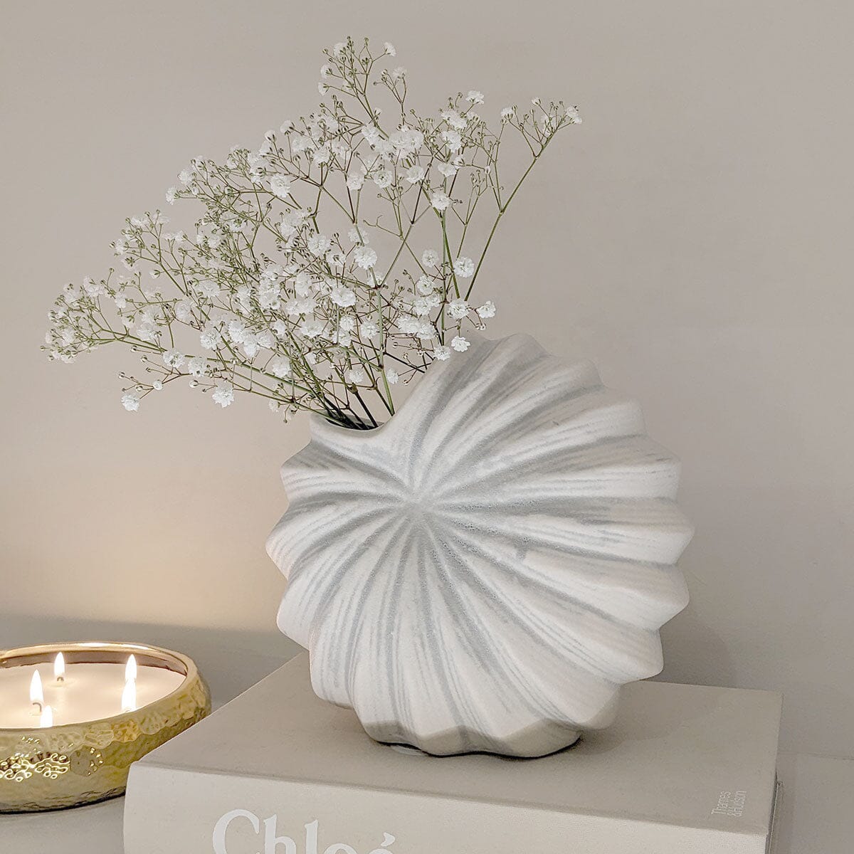 Renew White Textured Shell Decorative Vase - Image 3