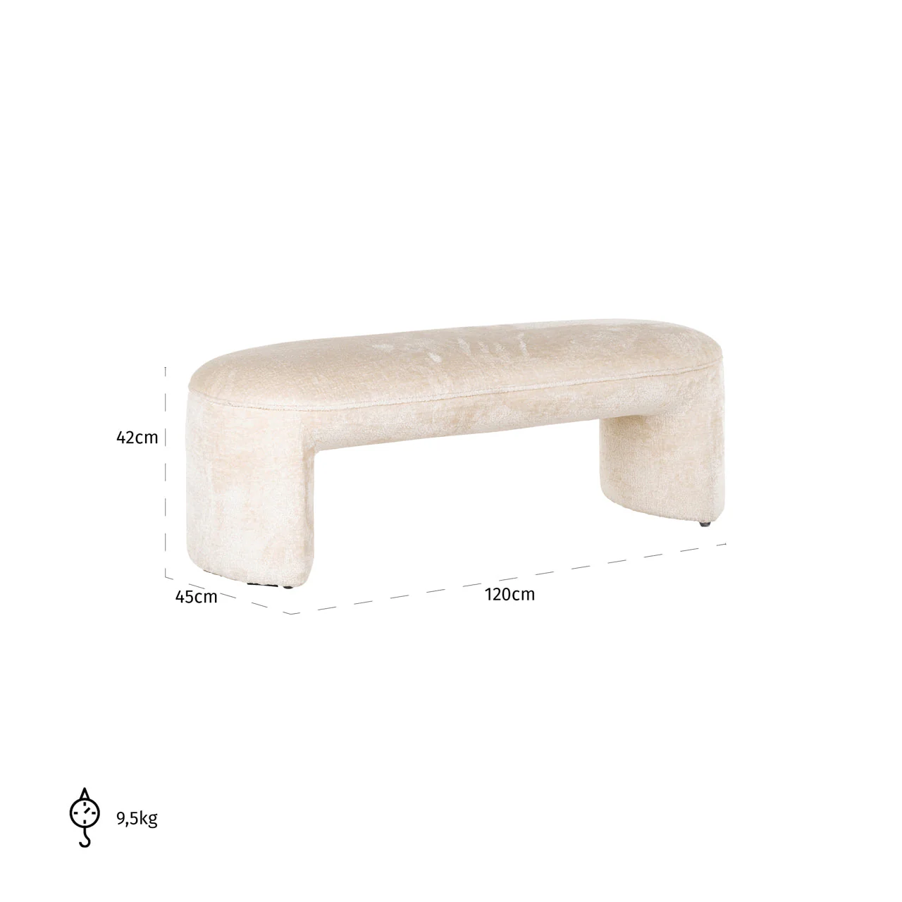 Bench Fargo white chenille - Image 4