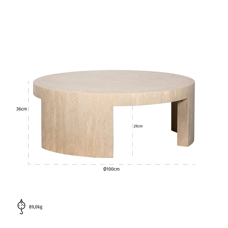 Coffee table round Biltmore italian travertine (Beige) - Image 5