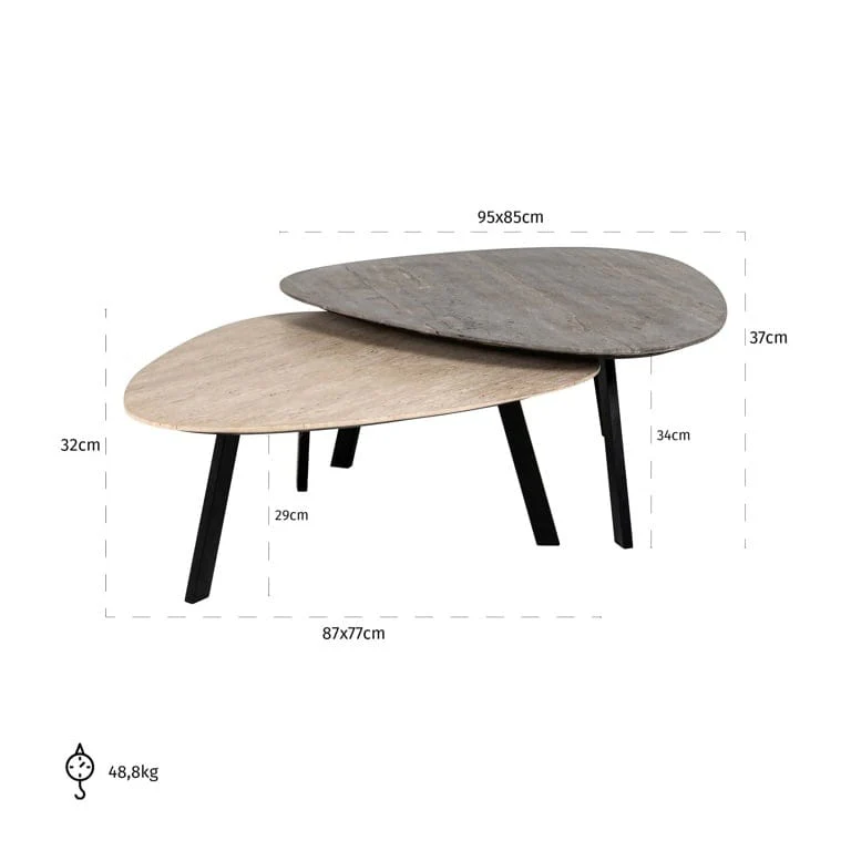 Coffee table Spencer set of 2 (Beige) - Image 5