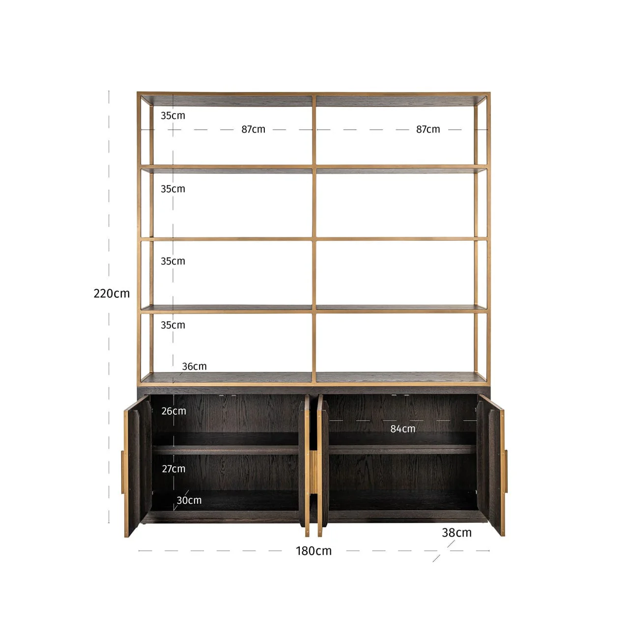 Display cabinet Carter brown large 4-doors - Image 10