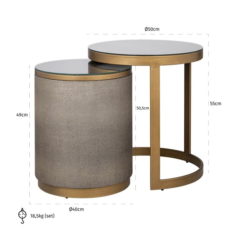 End table Bloomville set of 2 incl. glass (Gold) - Image 5