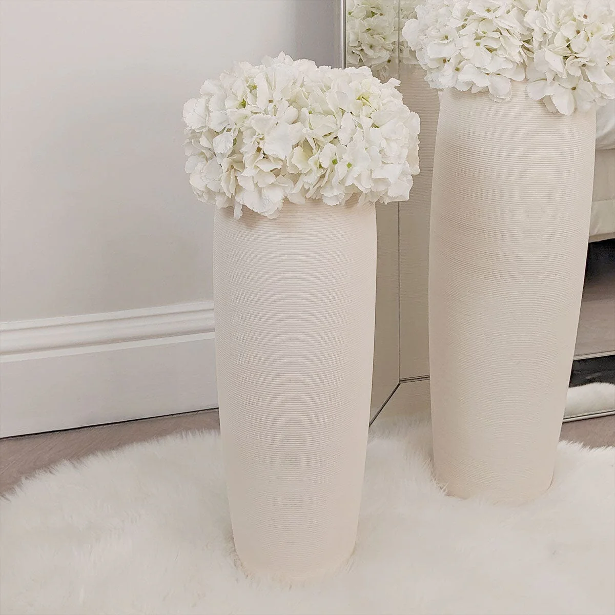 Solis Large Floor Standing Stone Ceramic Neutral Vase - Image 3