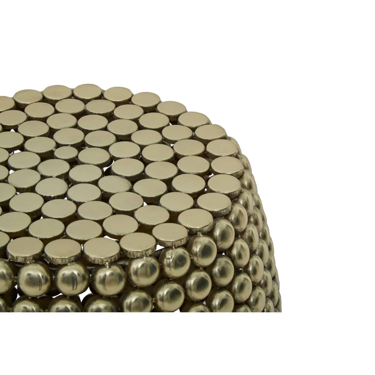Templar Gold Finish Beaded Barrel Stool - Image 3