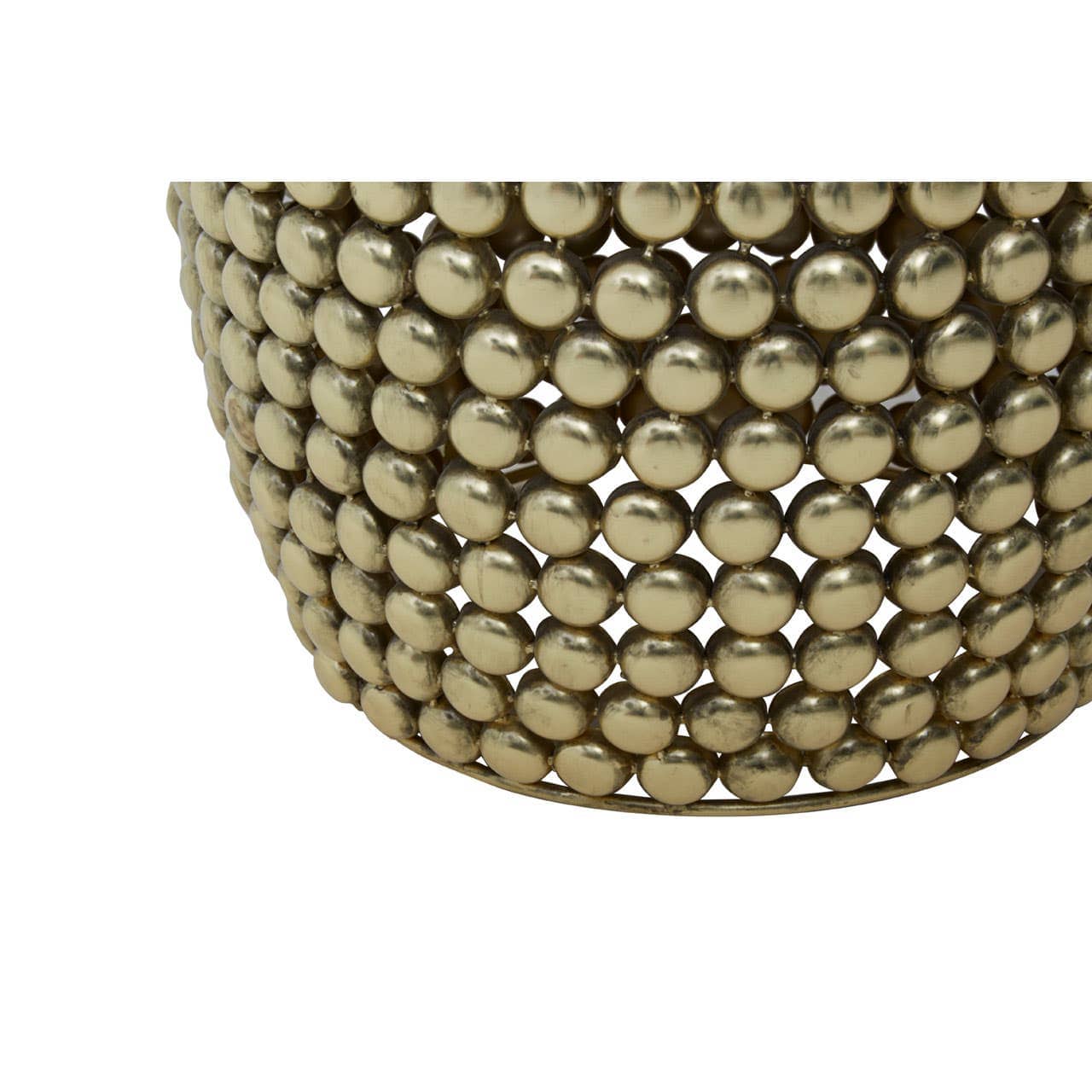 Templar Gold Finish Beaded Barrel Stool - Image 4