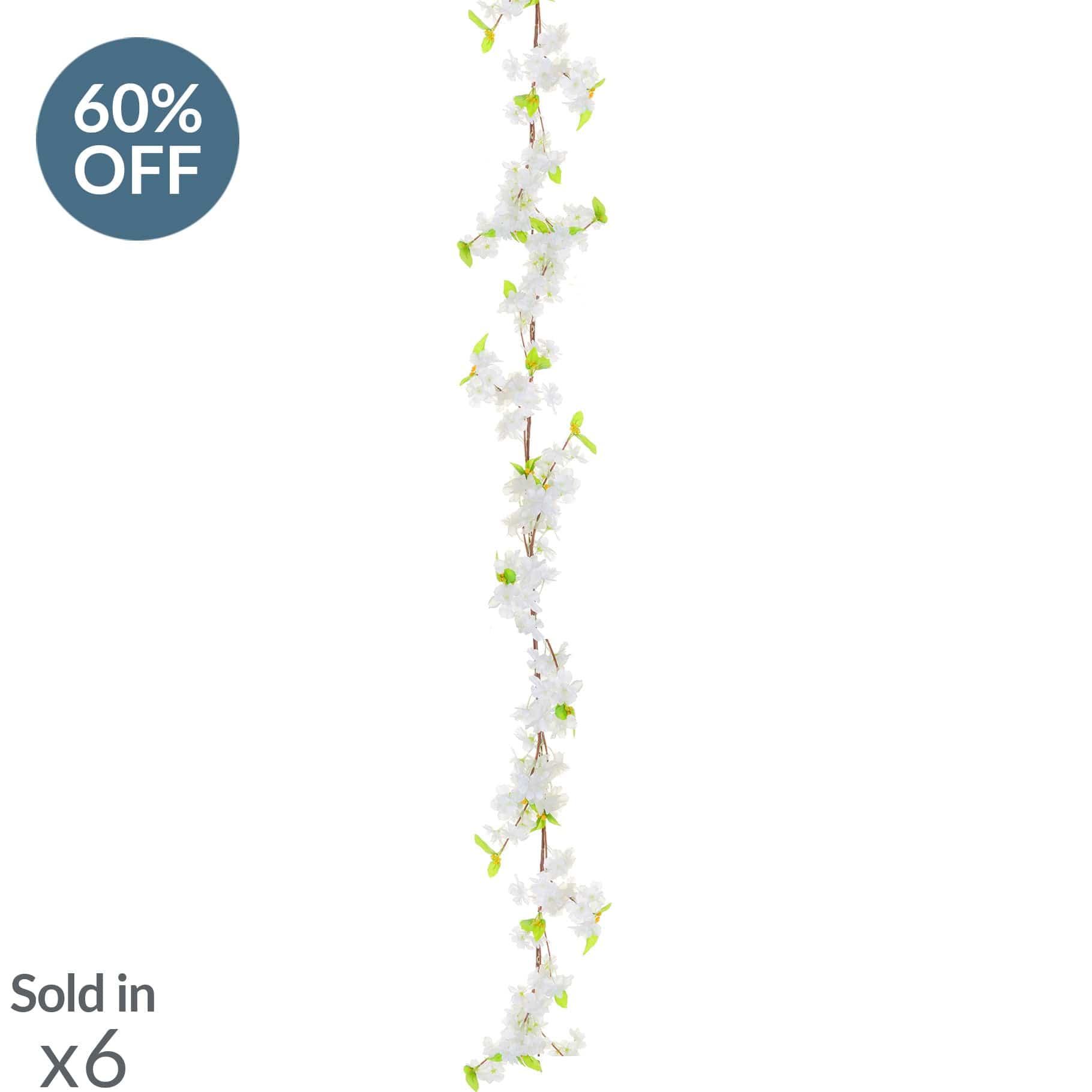 I & T Cherry Blossom Garland White 230cm - Image 2