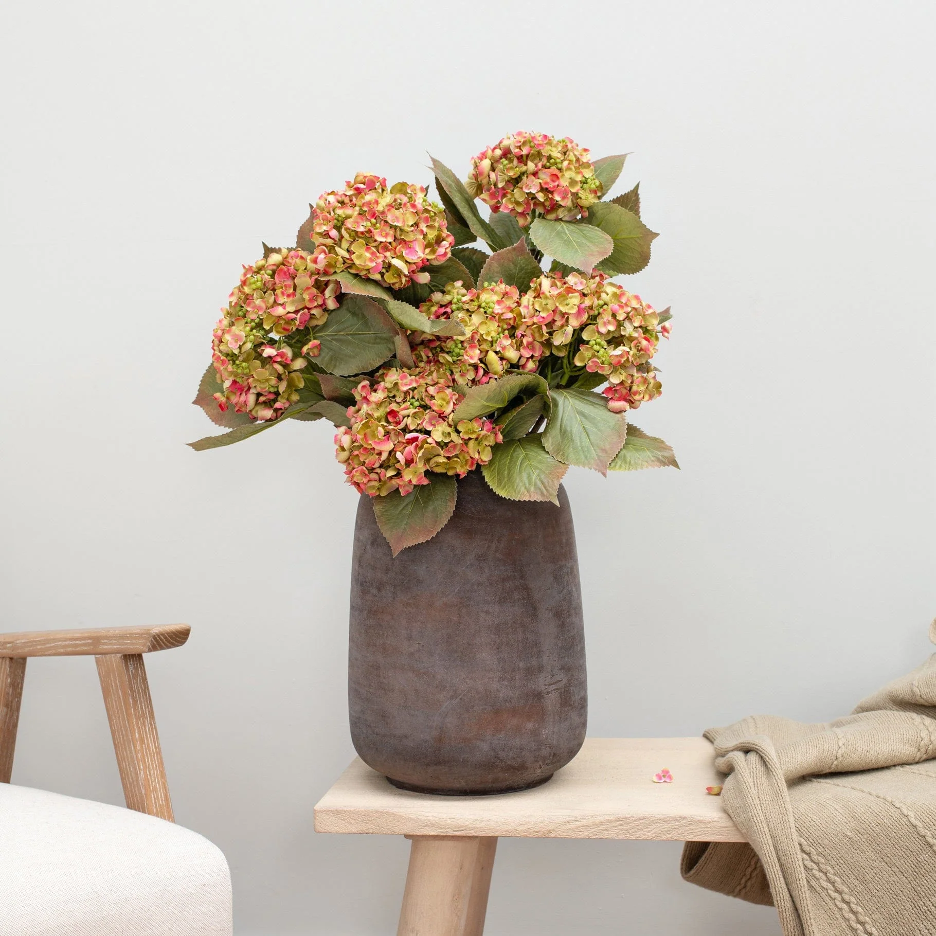SF Hydrangea Pink/Grn 80cm - Image 2