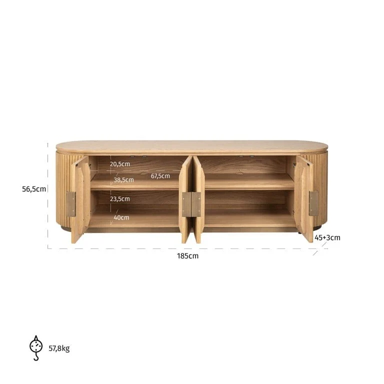 TV cabinet Belfort 4-doors (Natural oak) OUTLET - Image 5
