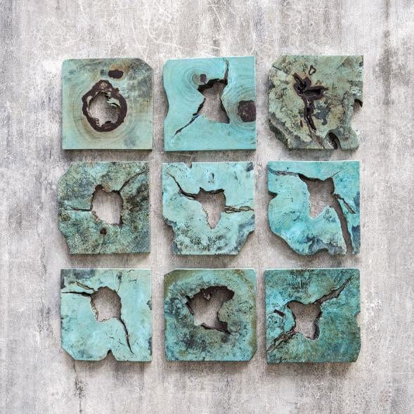 Uttermost Bahati Wood Wall Décor in Blue, Set of 9