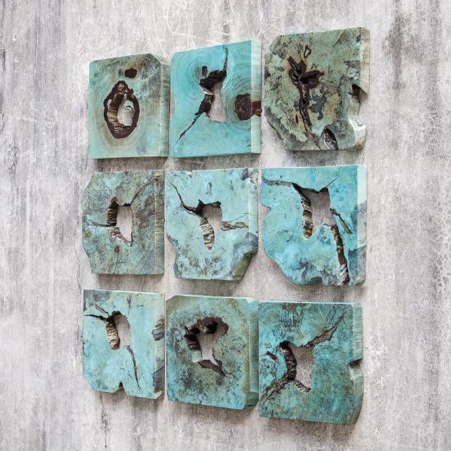 Uttermost Bahati Wood Wall Décor in Blue, Set of 9 - Image 2
