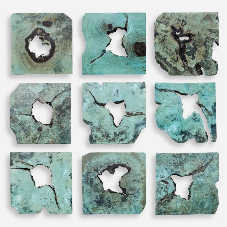 Uttermost Bahati Wood Wall Décor in Blue, Set of 9 - Image 4