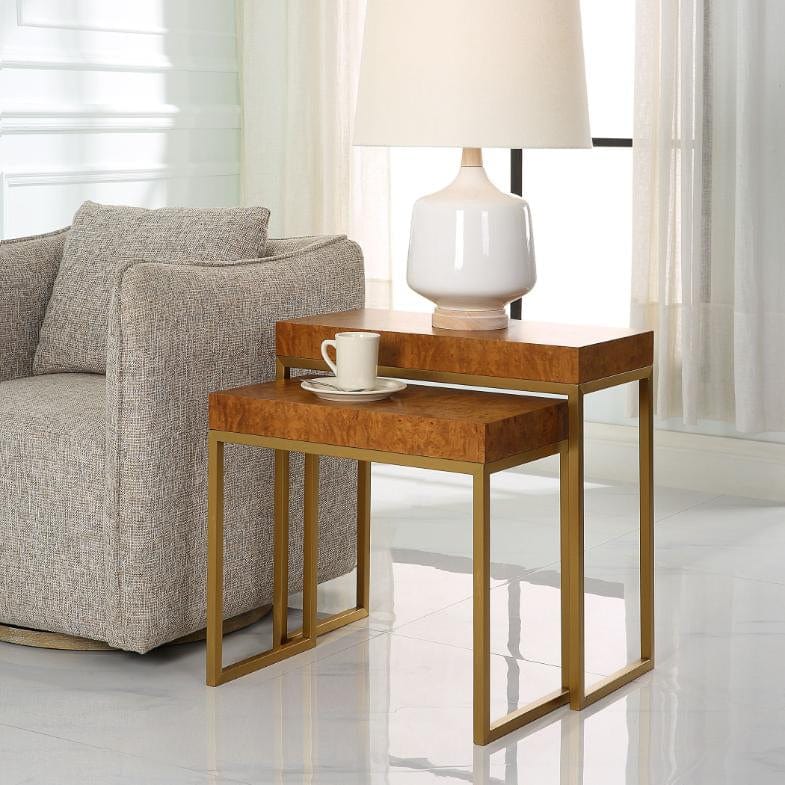 Uttermost Burl-esque Wooden Nesting Tables, Set of 2