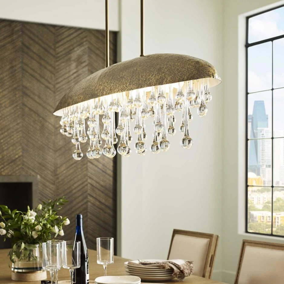 Black Label Downpour Brass & Glass Droplet Pendant