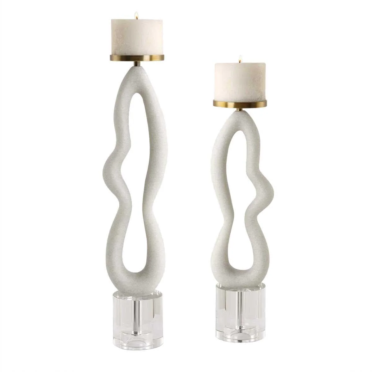 Uttermost Feamelo Ivory Stone Candleholders, Set of 2 - Image 2