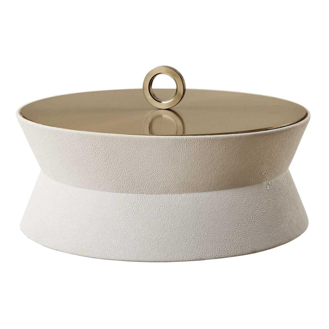 Uttermost Luxe White Shagreen Round Box - Image 4