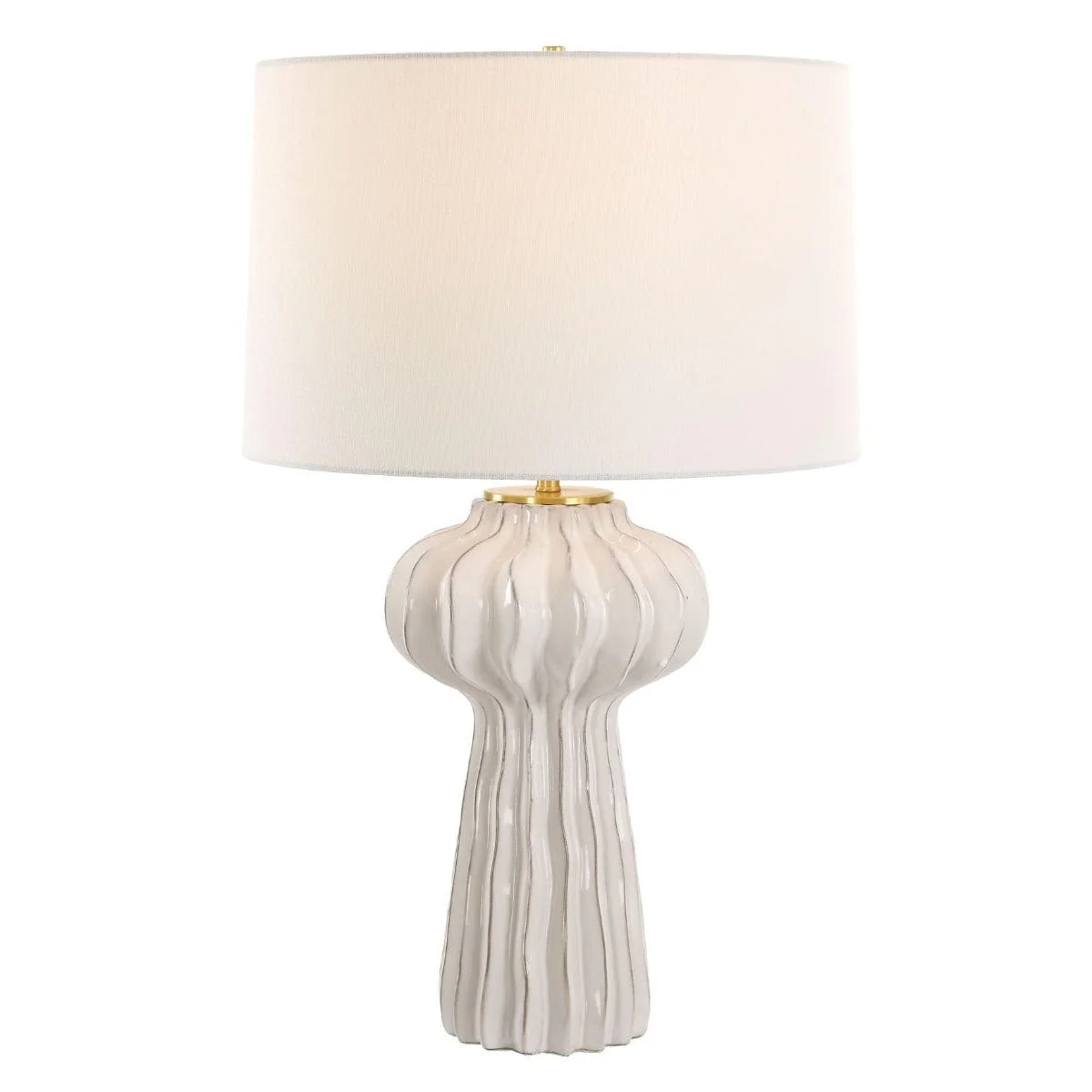 Uttermost Wrenley Ridged White Table Lamp - Image 4