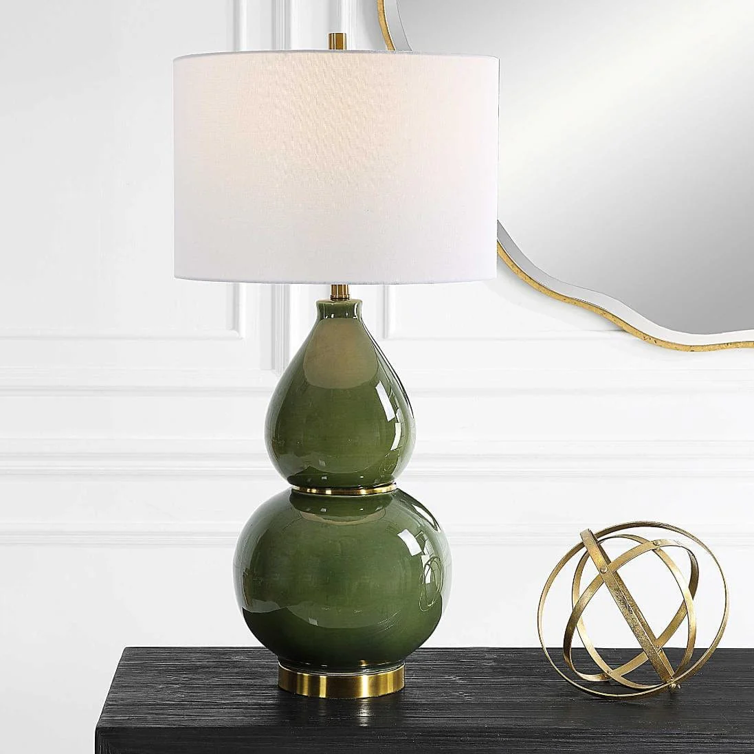 Black Label Gourd Table Lamp, Green - Image 4