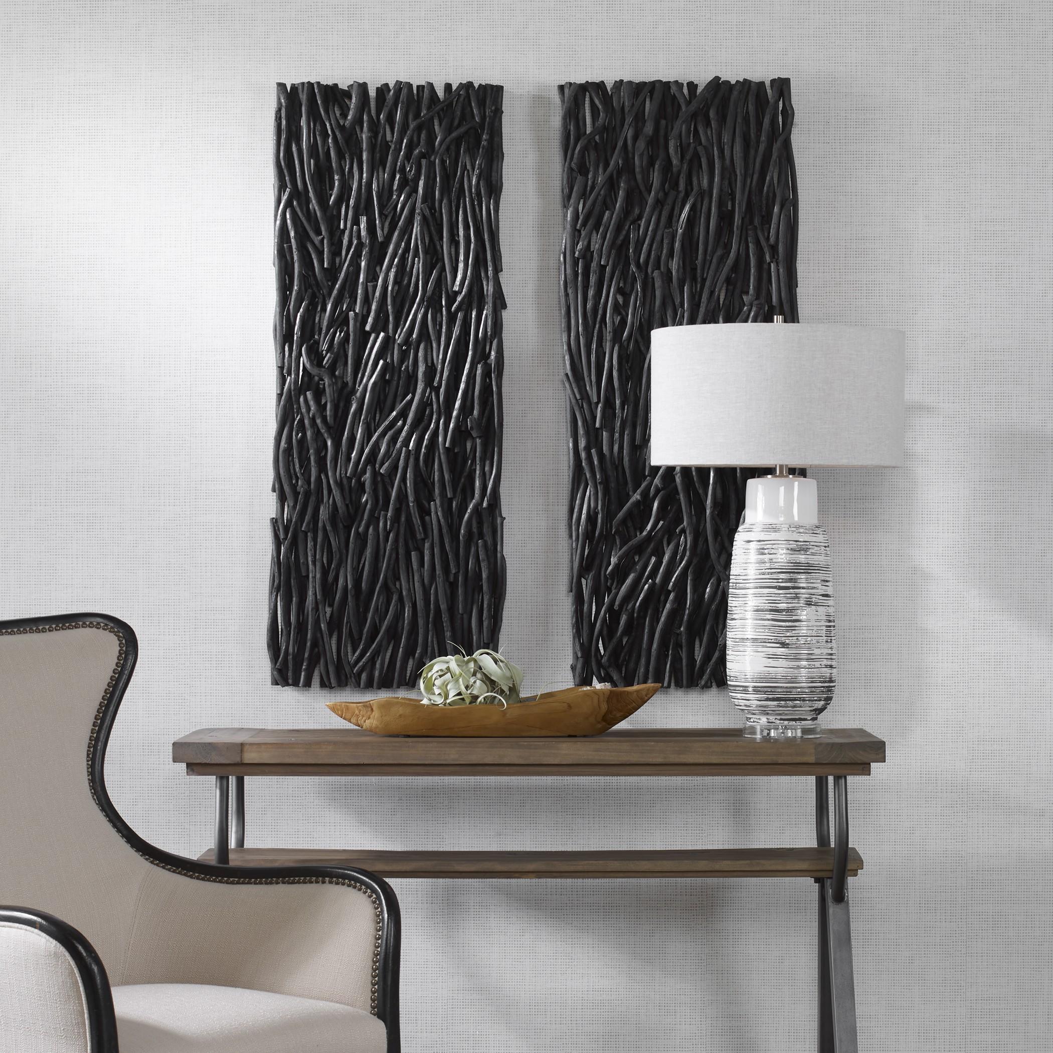 Uttermost Gathered Teak Black Wood Wall Decor - Image 3