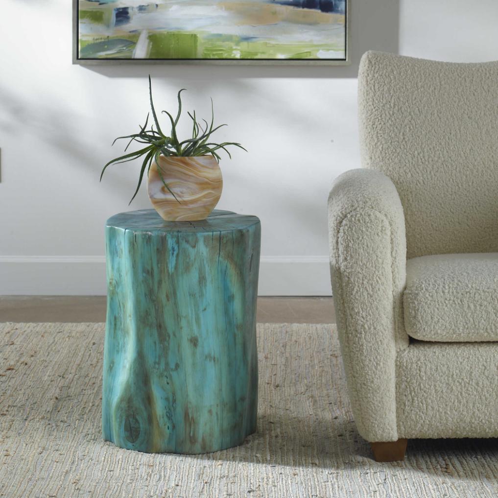 Uttermost Habitat Blue Accent Stool - Image 4