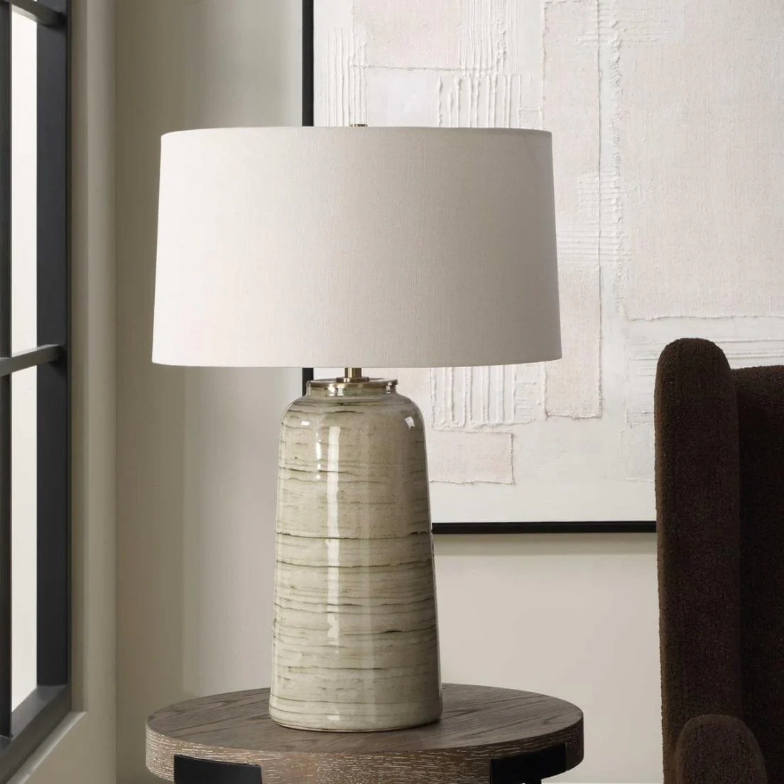 Strata Tan Glaze Table Lamp - Image 3