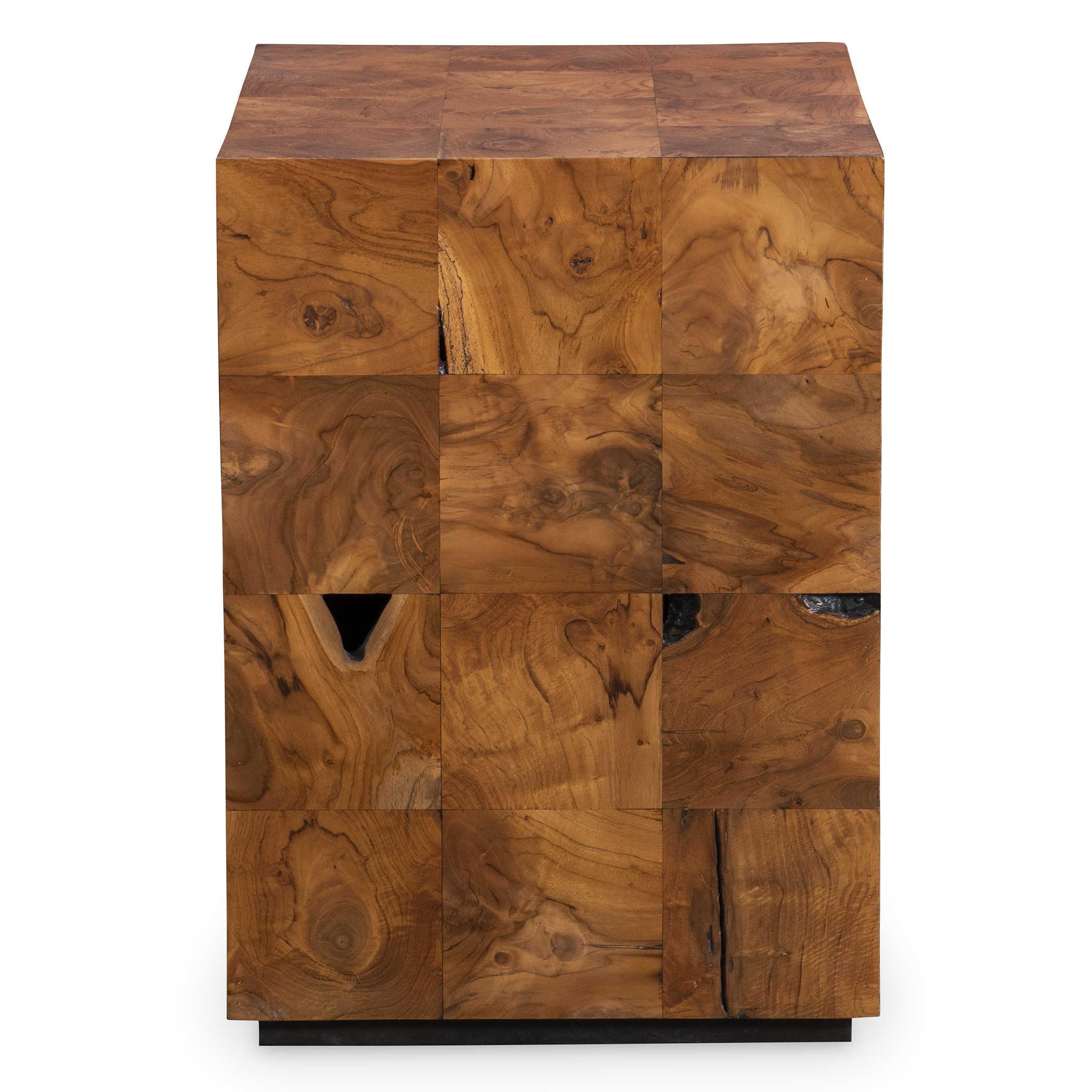 Black Label Teak Tac Toe End Table - Caramel - Image 4