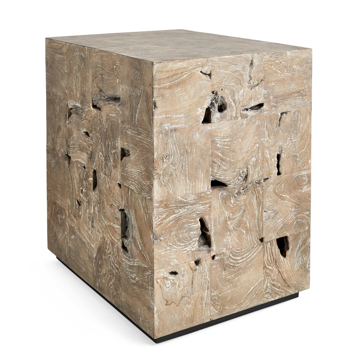 Black Label Teak Tac Toe End Table - Light - Image 3