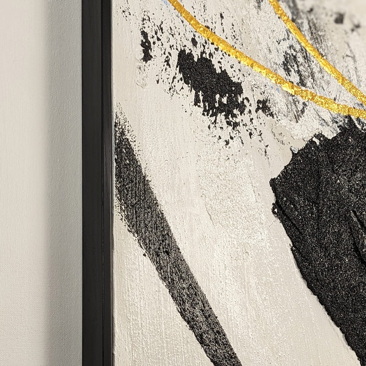 Verona Black, Taupe & White Abstract Paint Brush Effect Textured Canvas Wall Art - Image 3