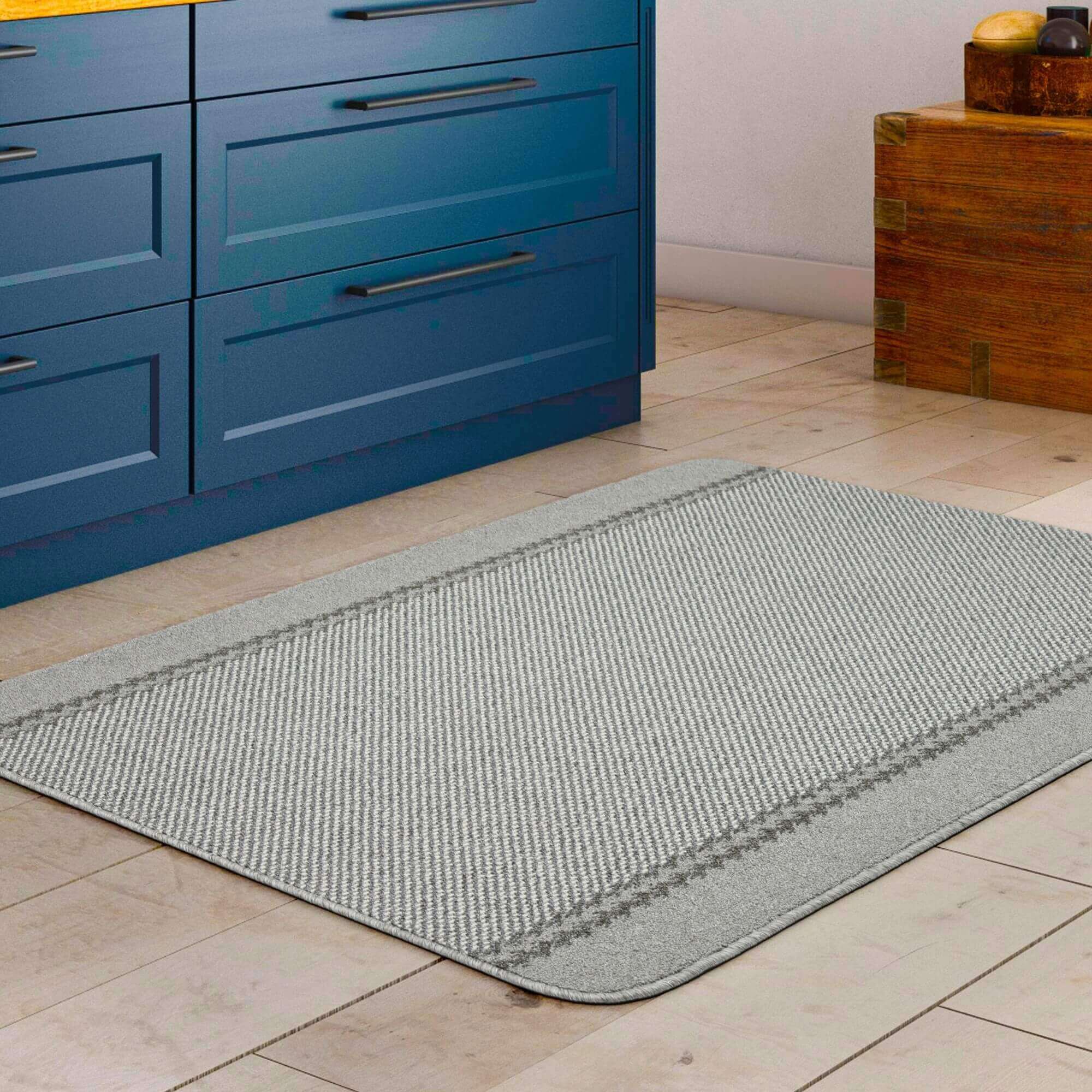 Washable Designer Bordered Grey Rug | 116G - Image 5