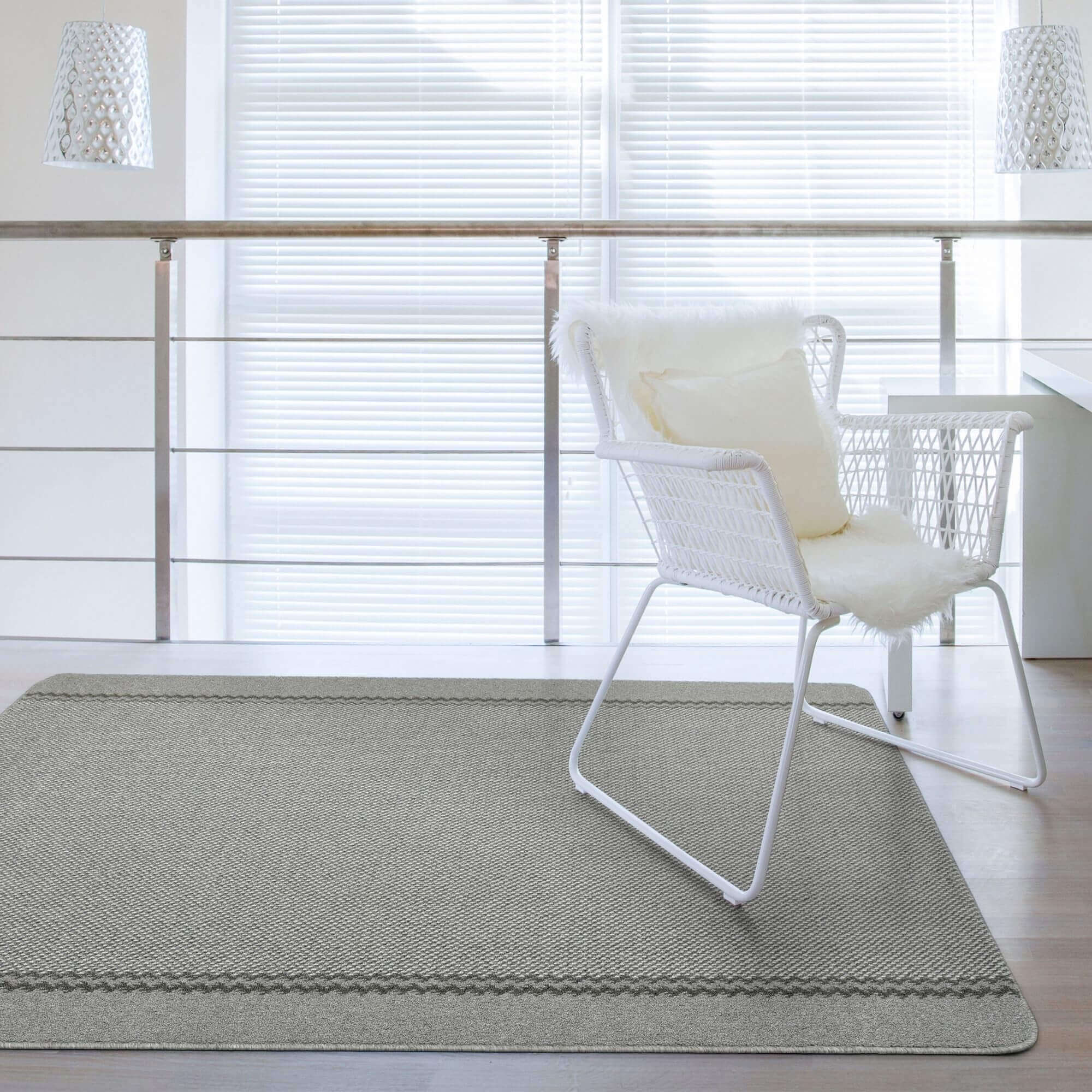 Washable Designer Bordered Grey Rug | 116G - Image 6