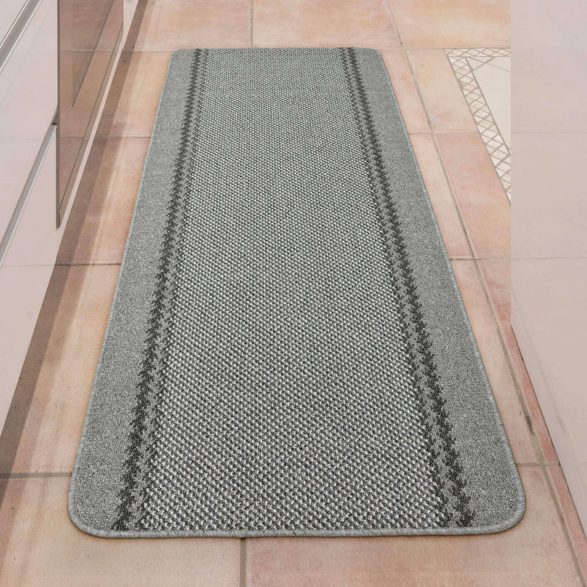 Washable Designer Bordered Grey Rug | 116G - Image 8