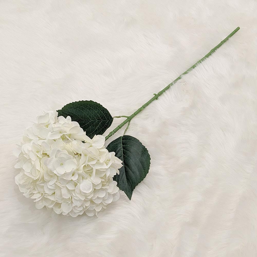White Giant Pom Pom Hydrangea Single Stem Flower - Set of 3 | OUTLET - Image 3